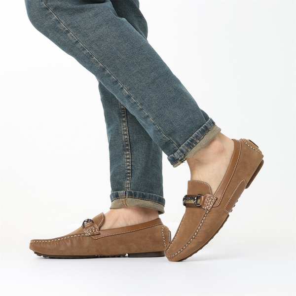 Men's Horsebit Moc-Toe Moccasin Loafers - TAN - 7
